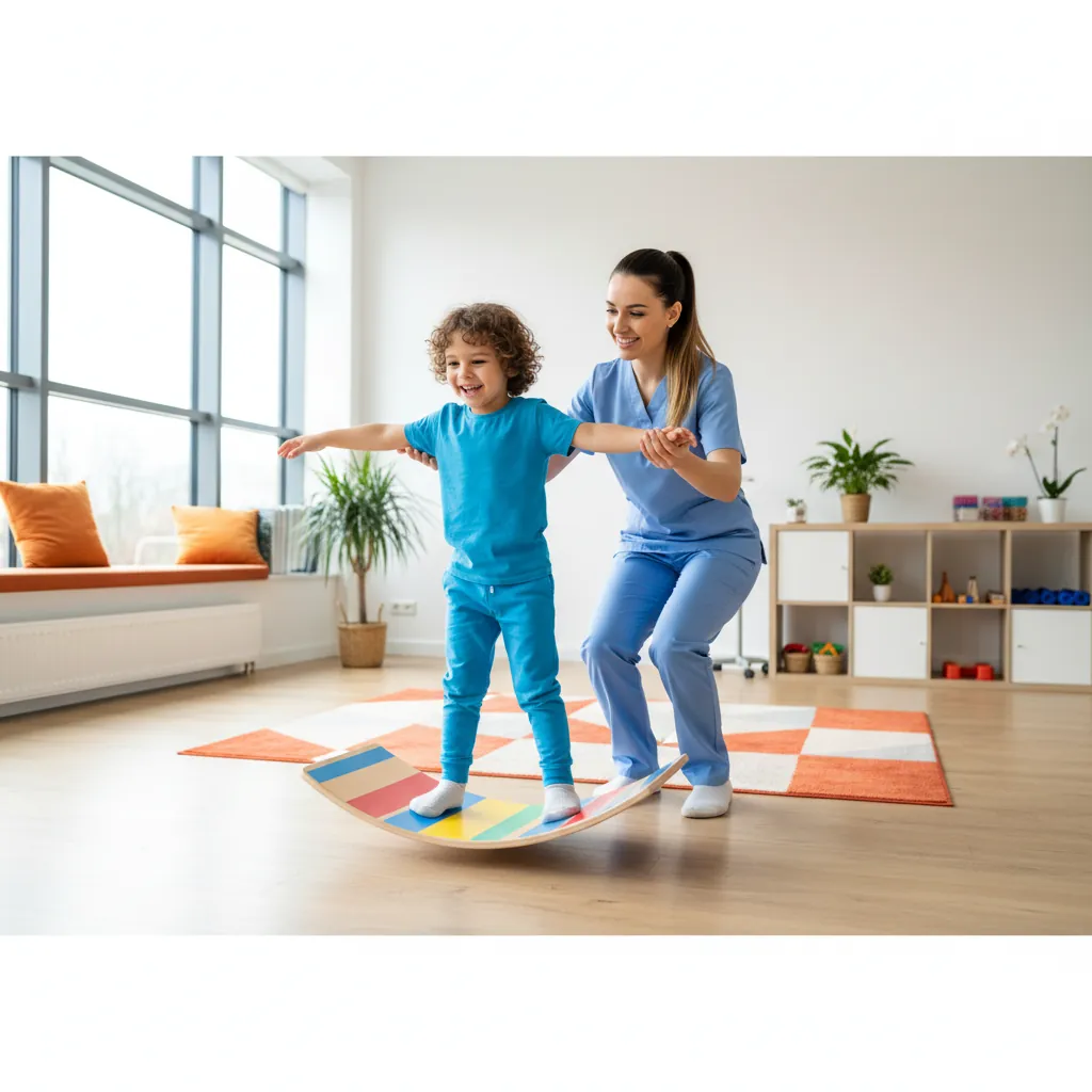 Kind doet vrolijk oefeningen tijdens kinderfysiotherapie bij De Leeuwensprong